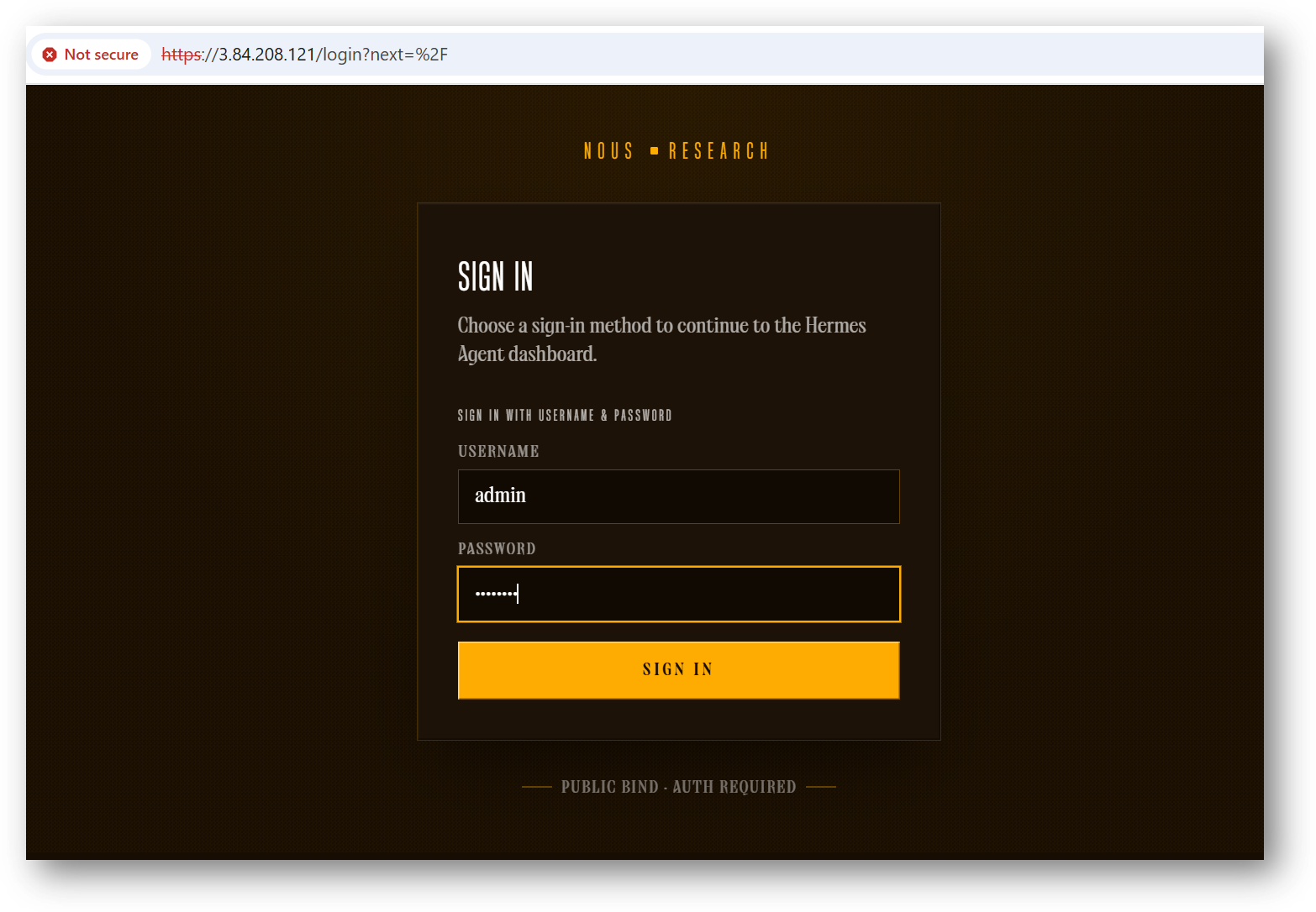 /img/aws/hermes-agent/hermes-login-page.png