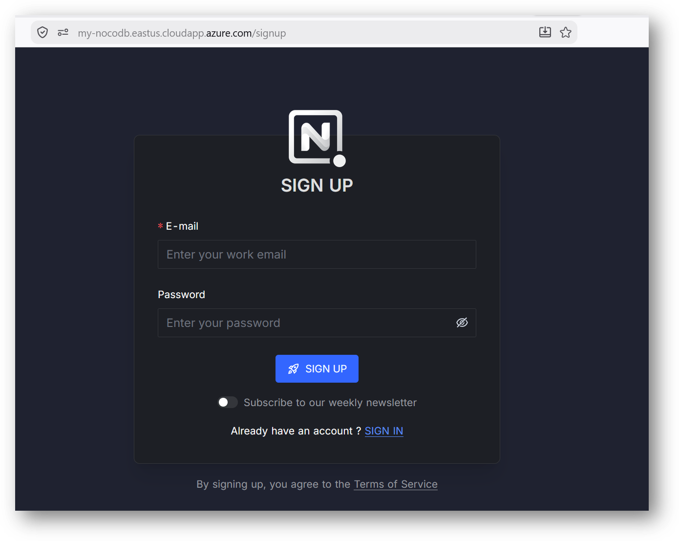 /img/azure/nocodb/nocodb-loginpage.png
