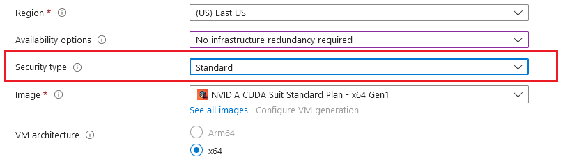 /img/azure/nvidia-ubuntu/standard-security-type.png